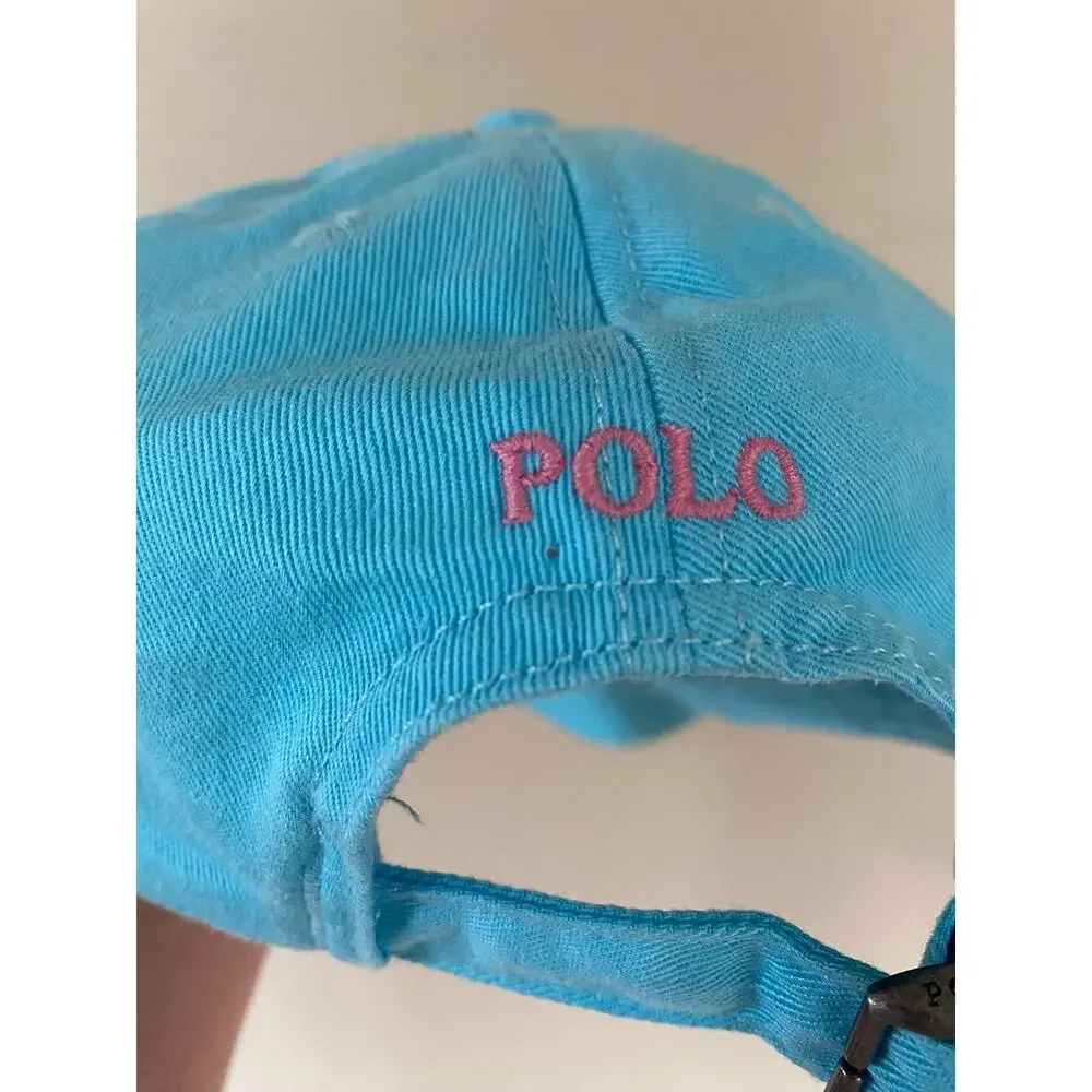 Polo Ralph Lauren Hat Cap Youth Kids 4-7 OS Adjustable Strap Back Big Pink Pony